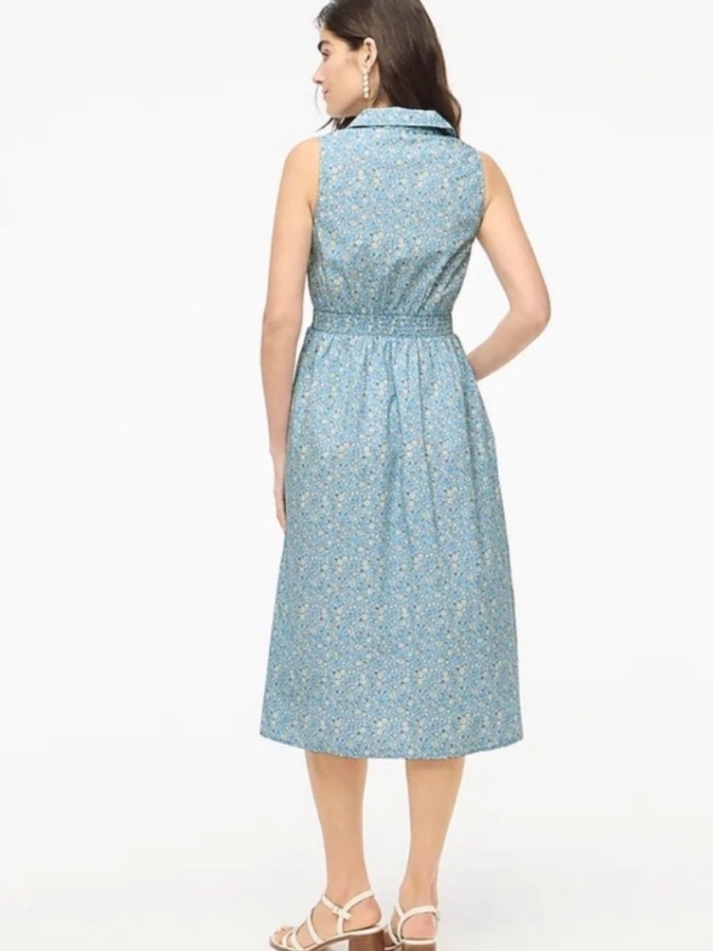 NWT J. Crew Printed collared midi floral dress in daydream blue ivory size 6 - Picture 2 of 11